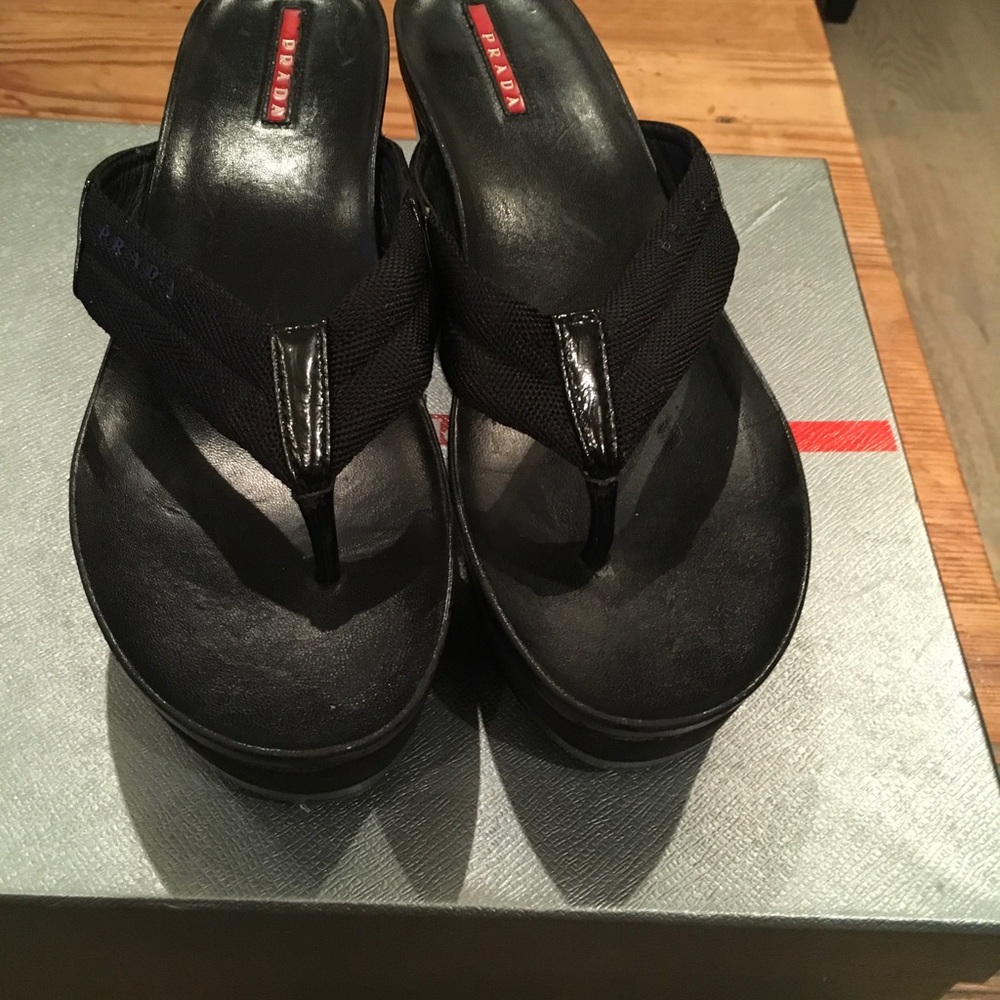Prada slip on wedge Sandals